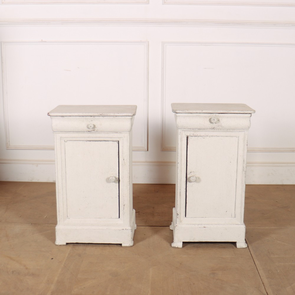 Pair of French Painted Bedside Cupboards