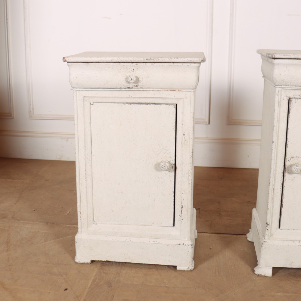 Pair of French Painted Bedside Cupboards View II