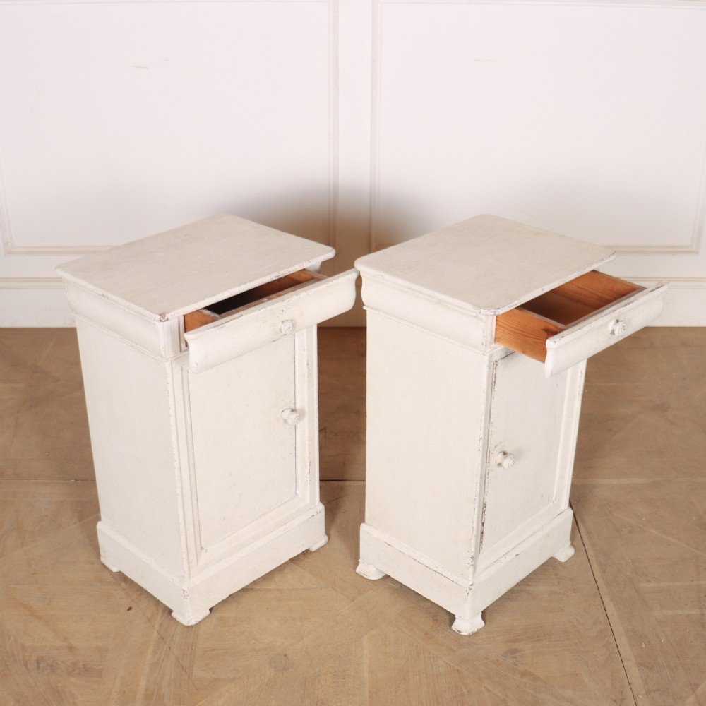 Pair of French Painted Bedside Cupboards View X