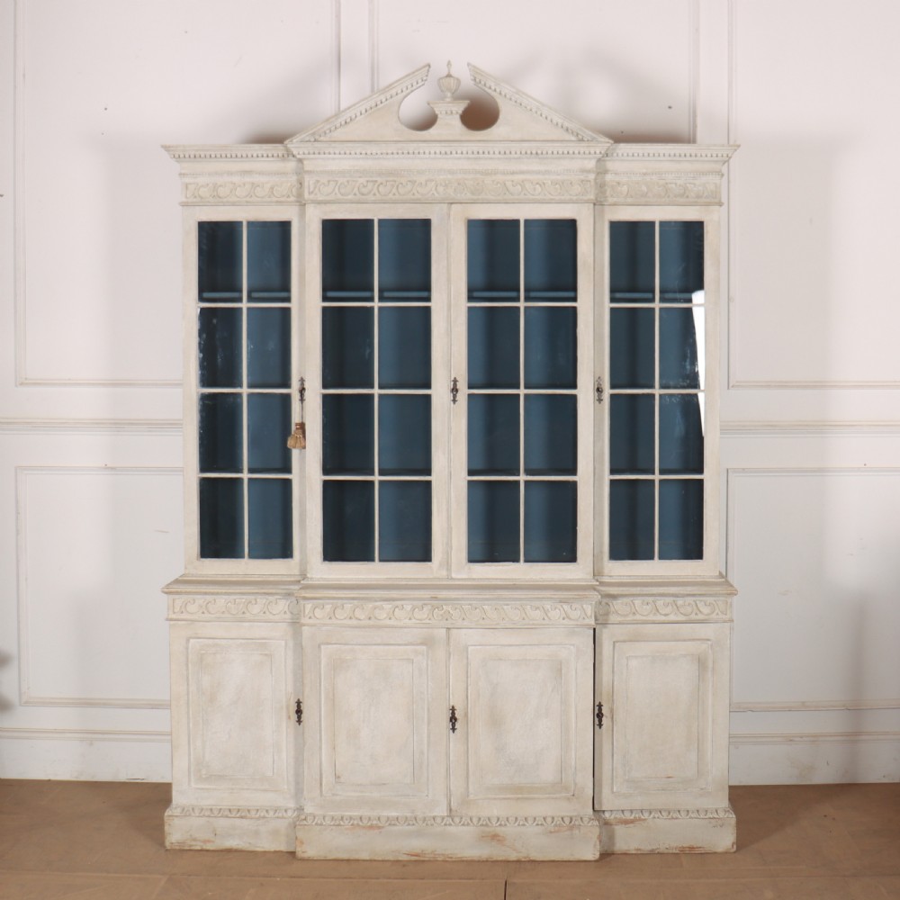 English Painted Breakfront Bookcase