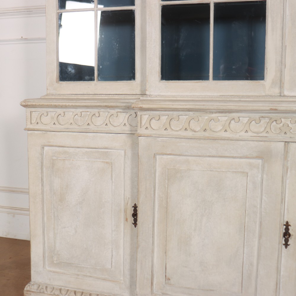 English Painted Breakfront Bookcase View III