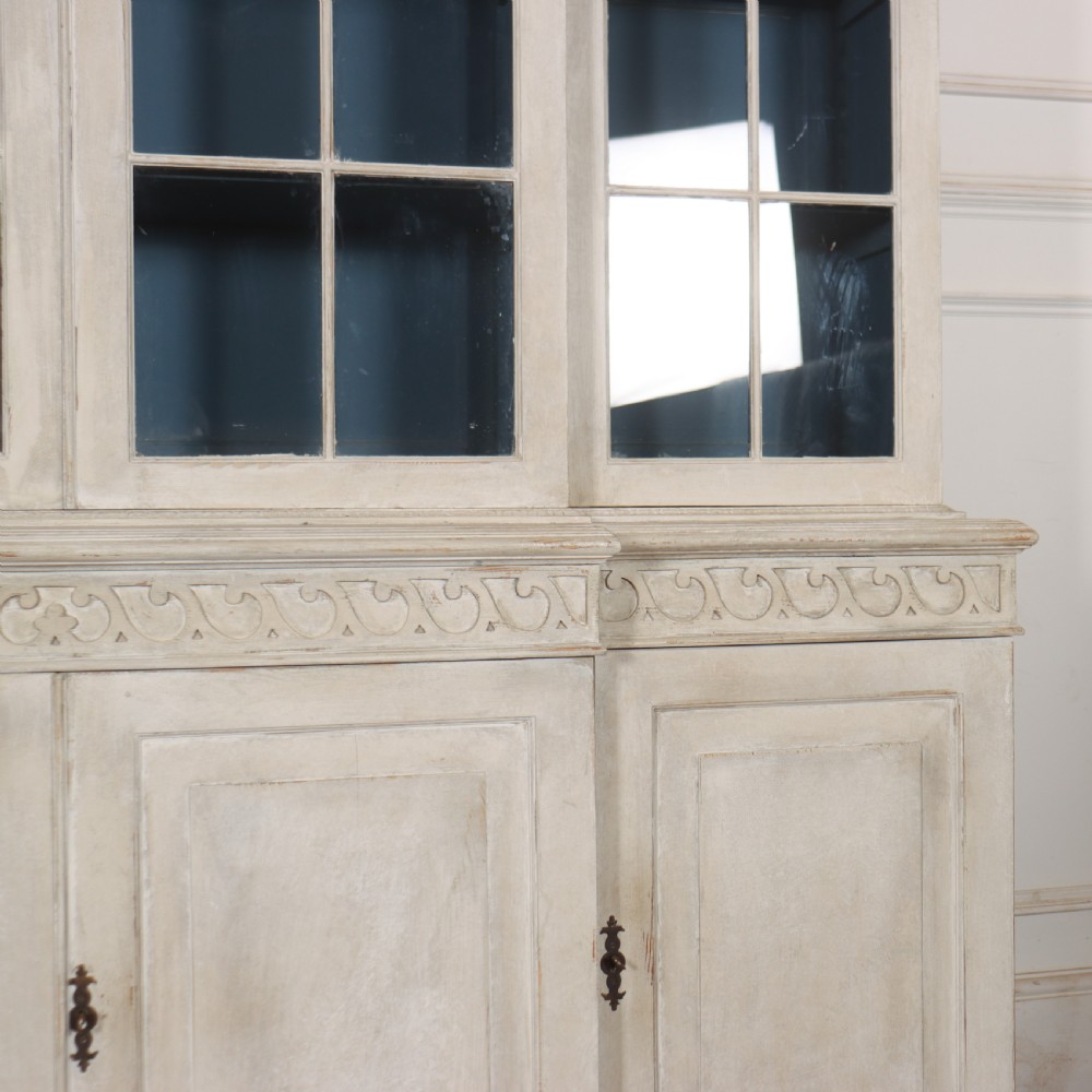 English Painted Breakfront Bookcase View V