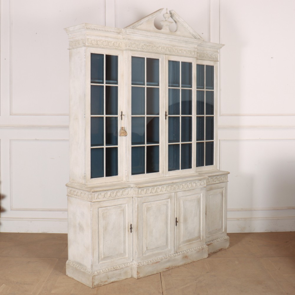 English Painted Breakfront Bookcase View X