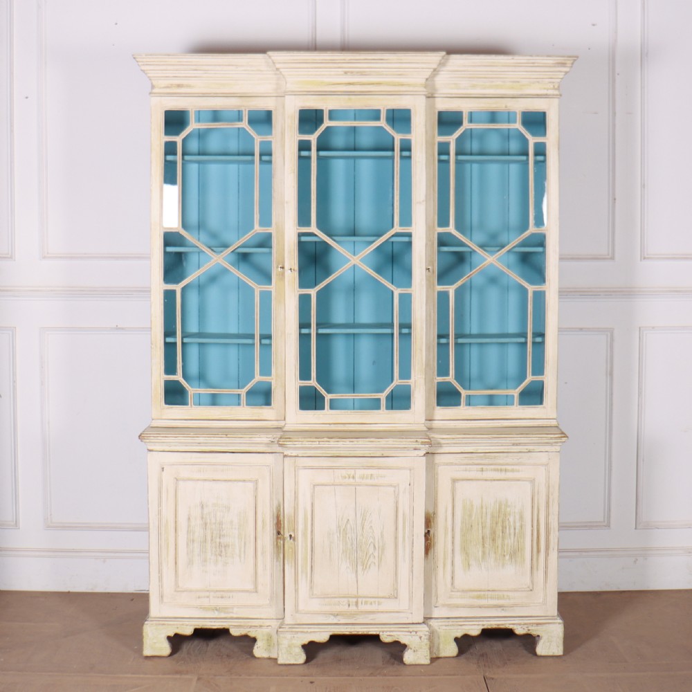 18th Century English Painted Breakfront Bookcase