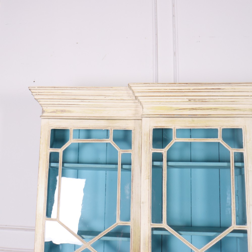 18th Century English Painted Breakfront Bookcase View II