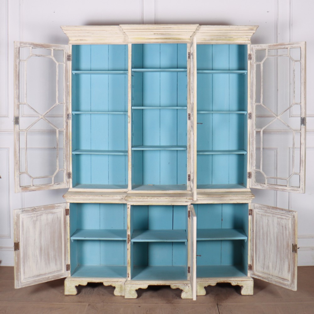 18th Century English Painted Breakfront Bookcase View V