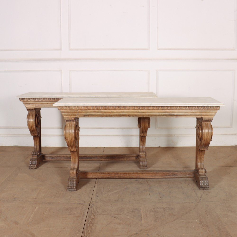 Pair of Dutch Carved Oak Console Tables