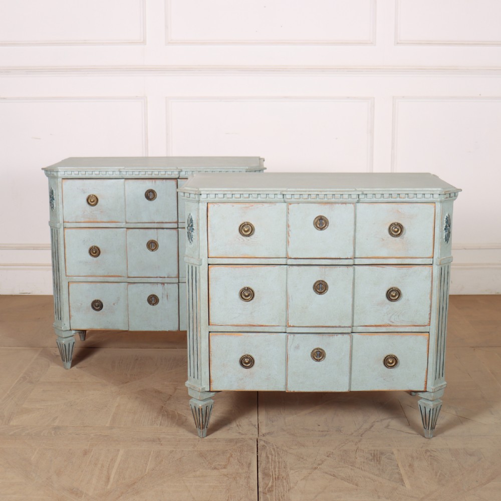 Pair of Painted Swedish Breakfront Commodes