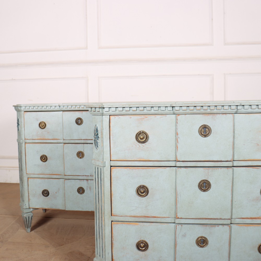 Pair of Painted Swedish Breakfront Commodes View II