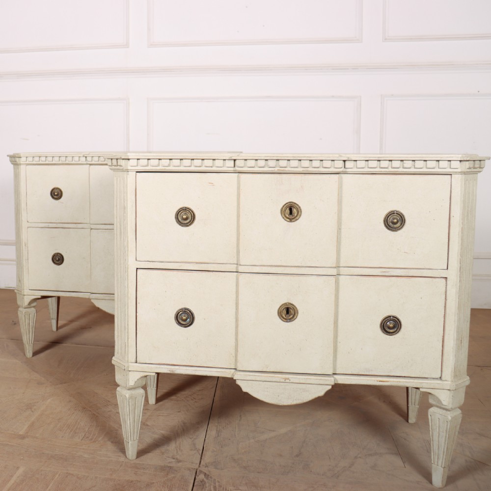 Pair of Painted Swedish Breakfront Commodes View II