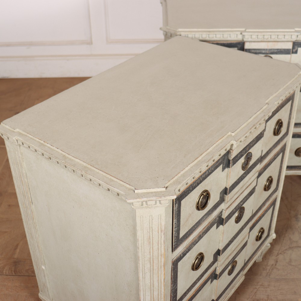 Pair of Painted Swedish Breakfront Commodes View X