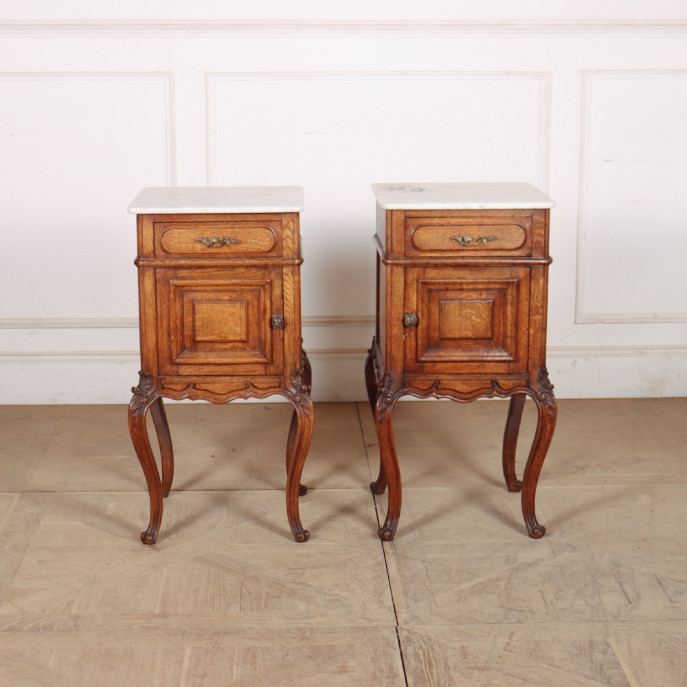 Pair of French Marble Topped Bedside Cabinets