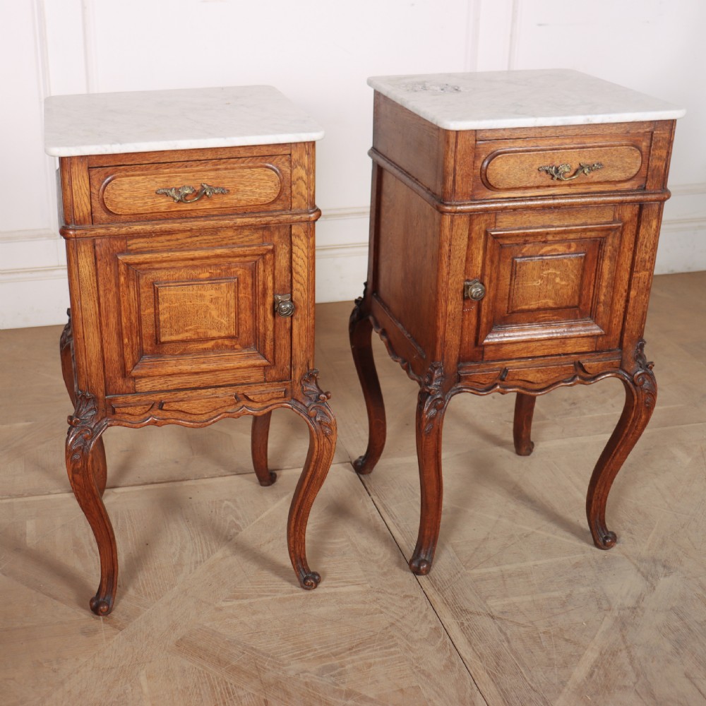 Pair of French Marble Topped Bedside Cabinets View III