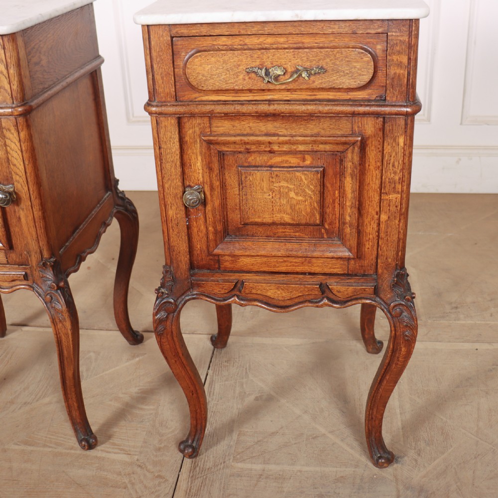 Pair of French Marble Topped Bedside Cabinets View IV