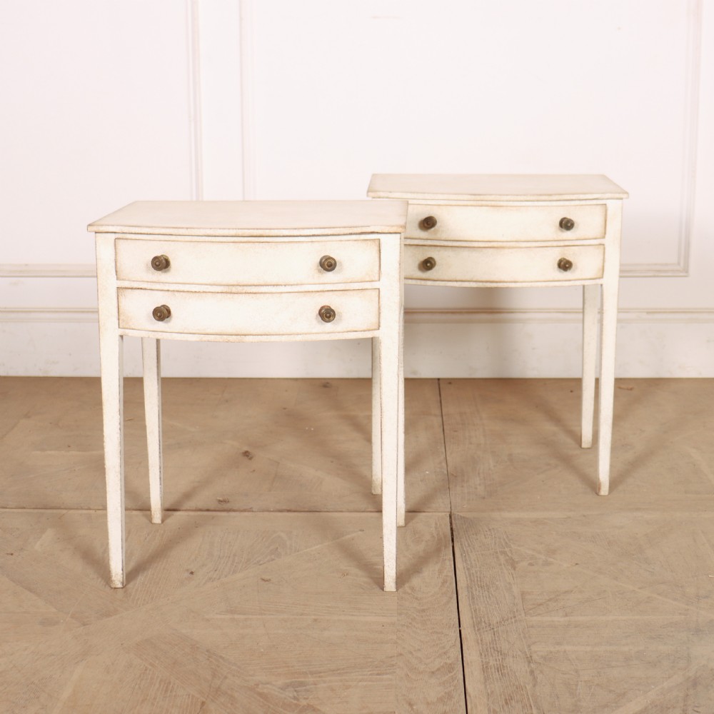 Pair of English Bow Fronted Lamp Tables