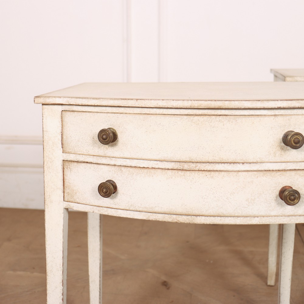 Pair of English Bow Fronted Lamp Tables View II