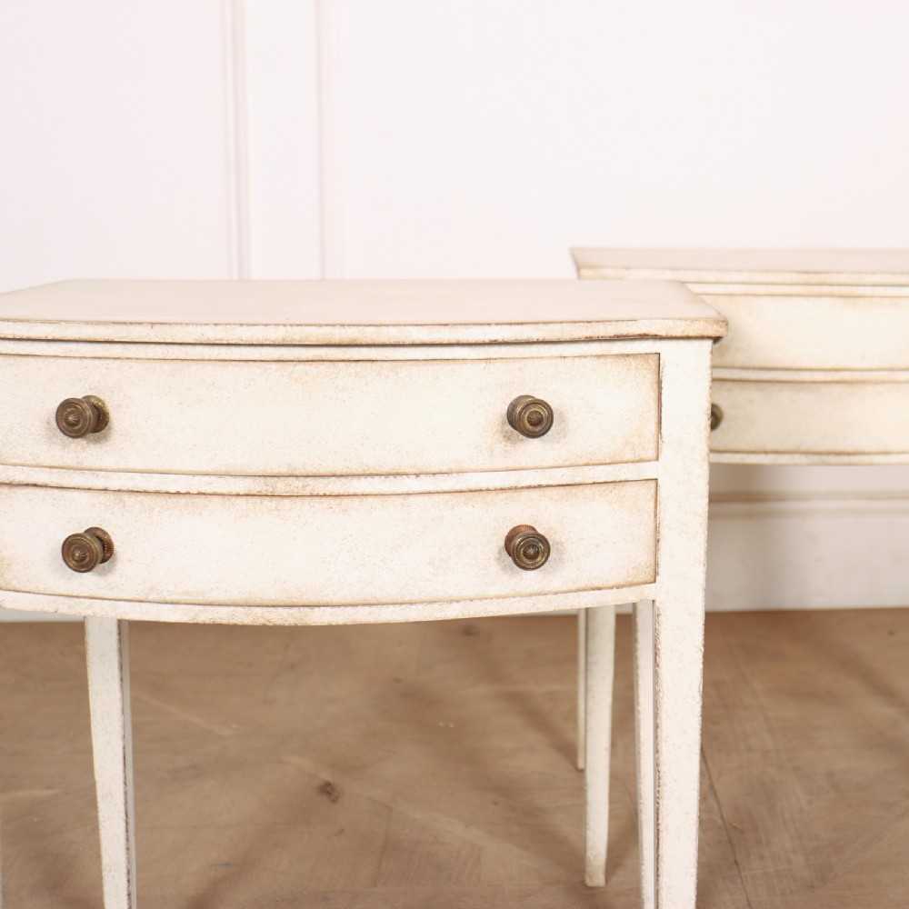 Pair of English Bow Fronted Lamp Tables View III