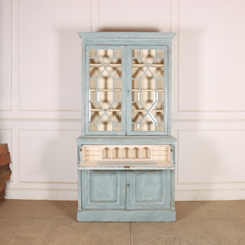 English Painted Bookcase Secretaire View II