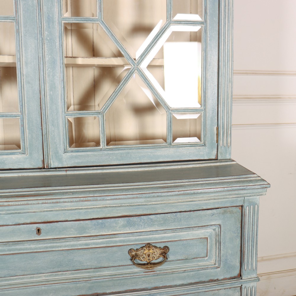 English Painted Bookcase Secretaire View V