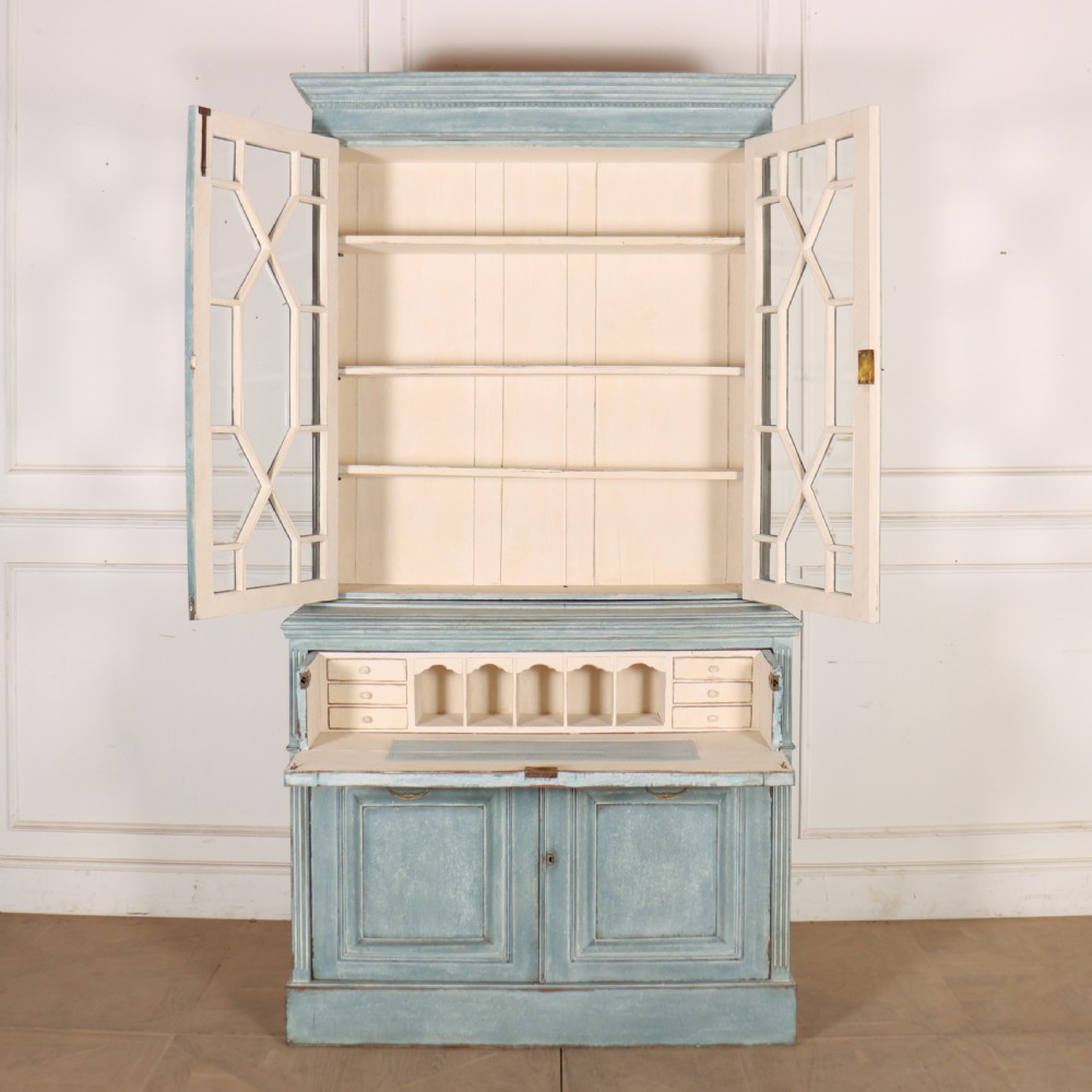 English Painted Bookcase Secretaire View XI