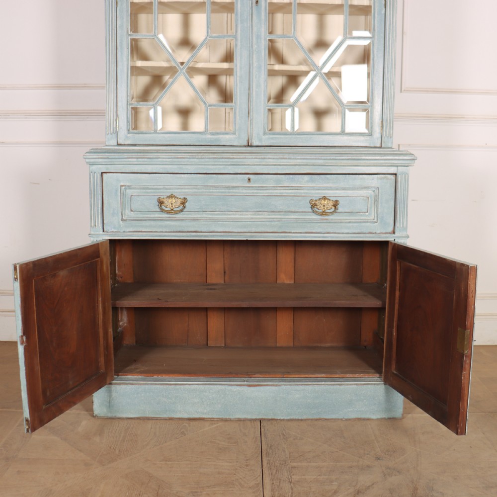 English Painted Bookcase Secretaire View XIX