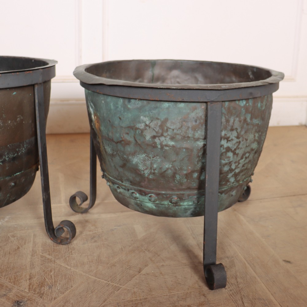 Pair of English Copper Planters View II