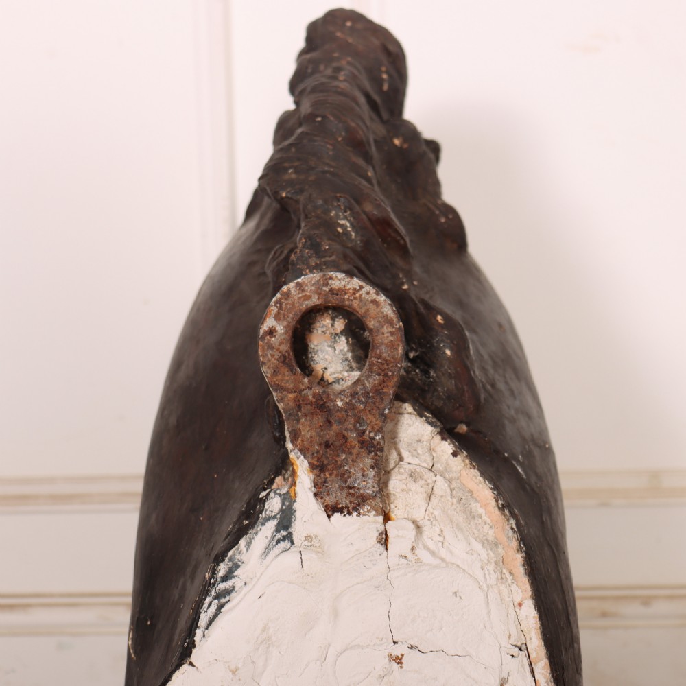 A 19th-century dark painted plaster wall-mounted bust of a horse head in profile showing fine carved details. View XVIII
