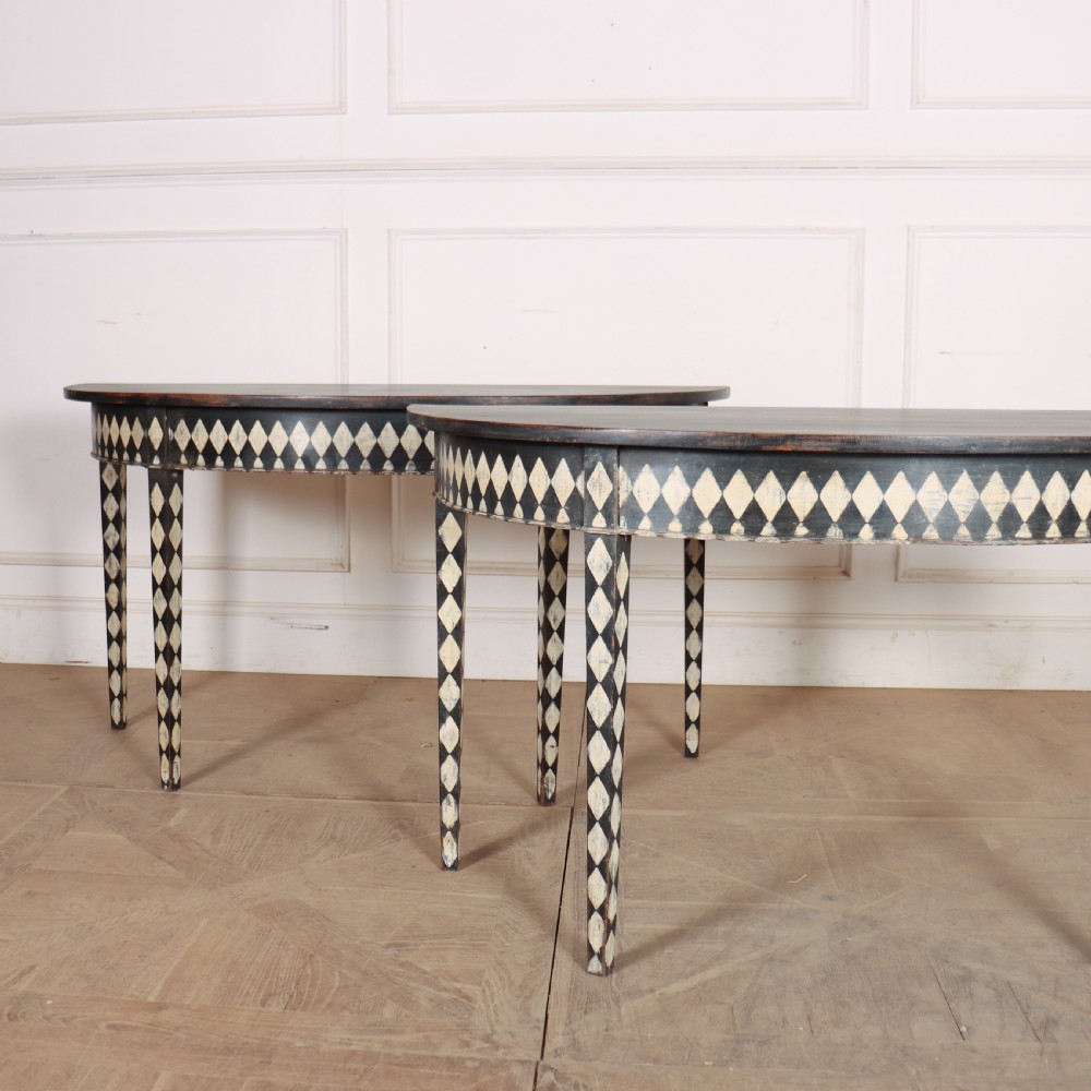 Pair of English Demi-lune Console Tables View II