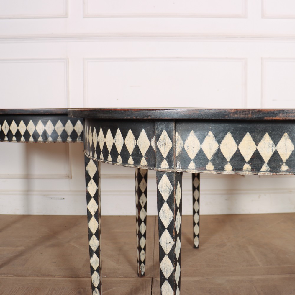 Pair of English Demi-lune Console Tables View V
