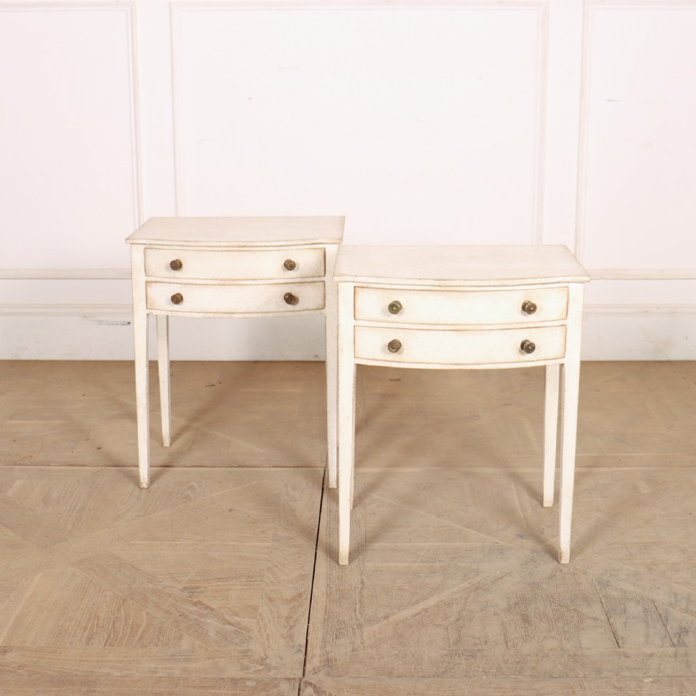 Pair of English Bow Fronted Lamp Tables