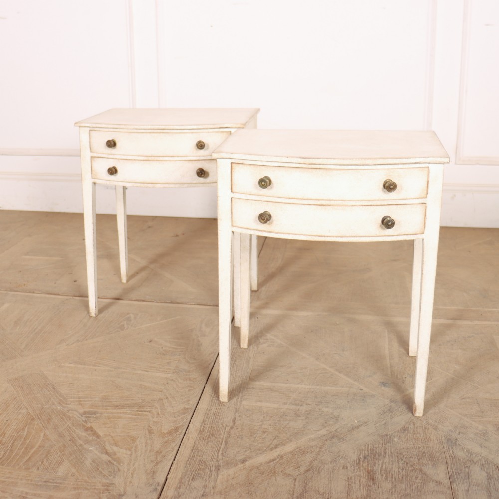Pair of English Bow Fronted Lamp Tables View II