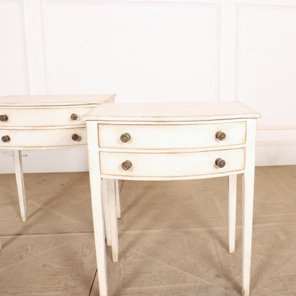 Pair of English Bow Fronted Lamp Tables View III
