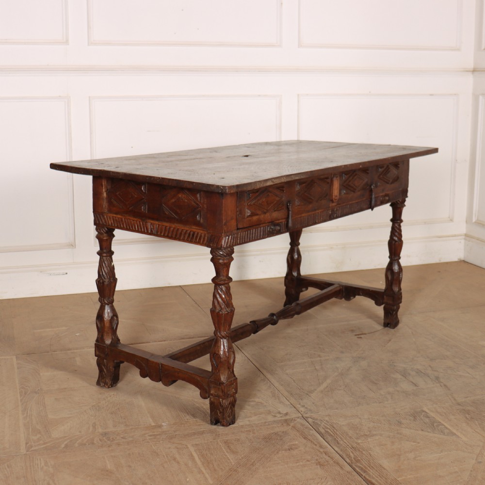 Portuguese Carved Chestnut Desk