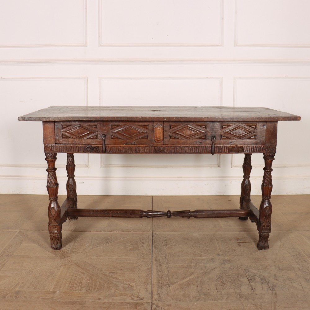 Portuguese Carved Chestnut Desk View IV