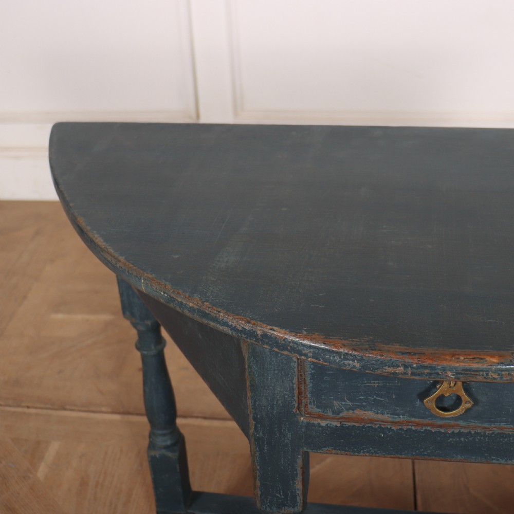 English Painted Demi-lune Console Table View V