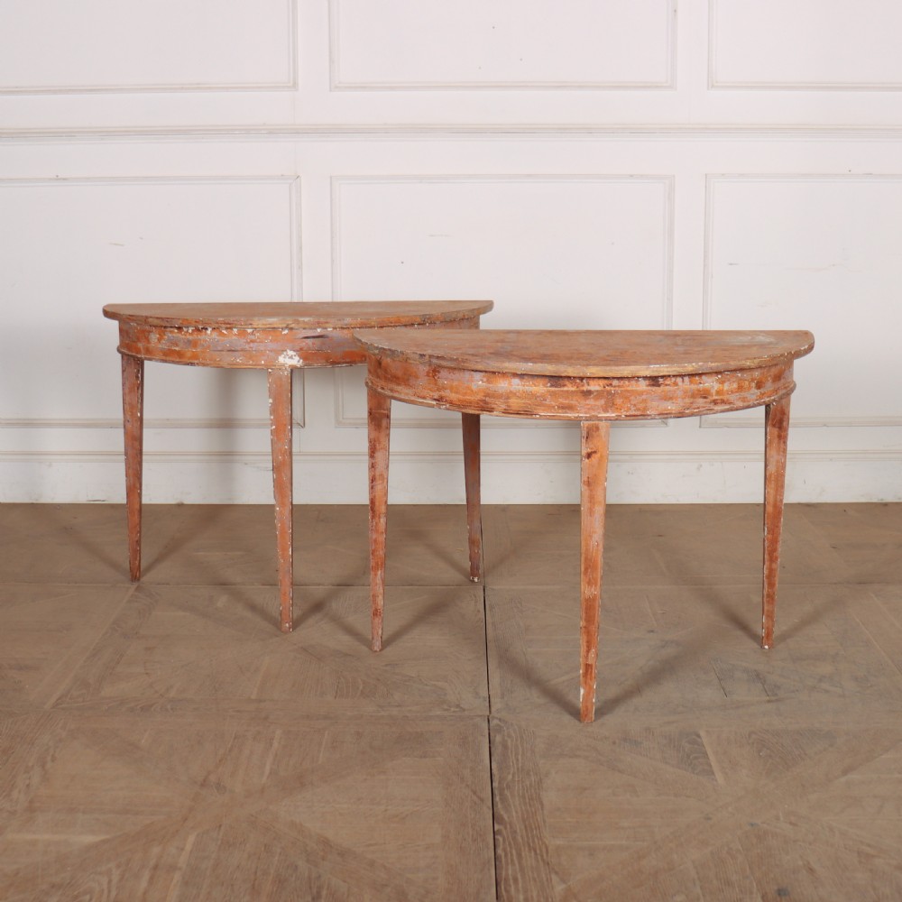 Pair of Swedish Demi-lune Console Tables