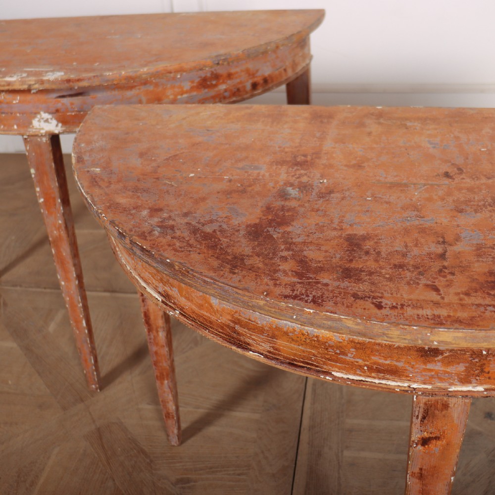 Pair of Swedish Demi-lune Console Tables View V
