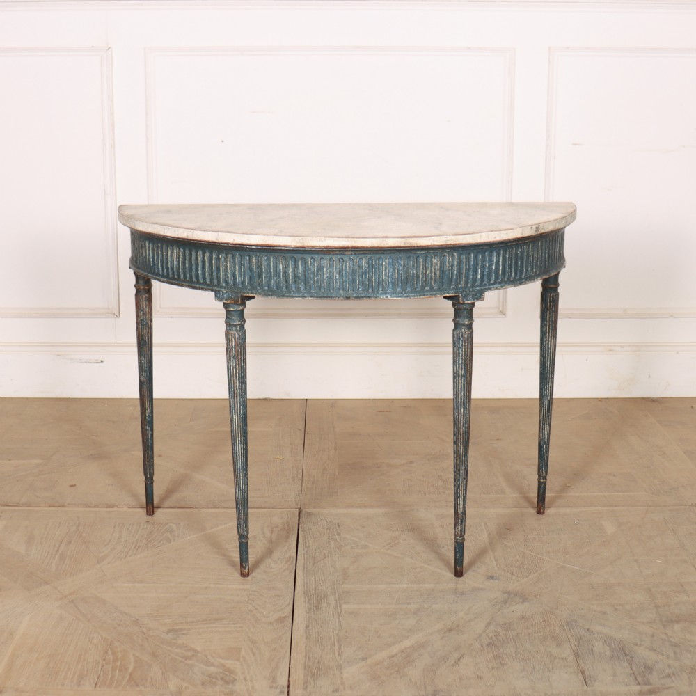 Swedish Painted Demi-lune Console Table