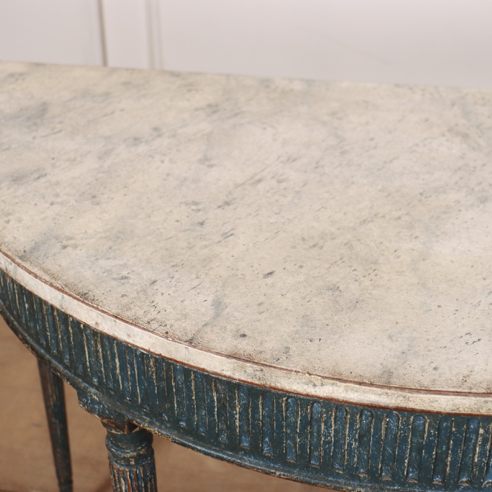 Swedish Painted Demi-lune Console Table View IX