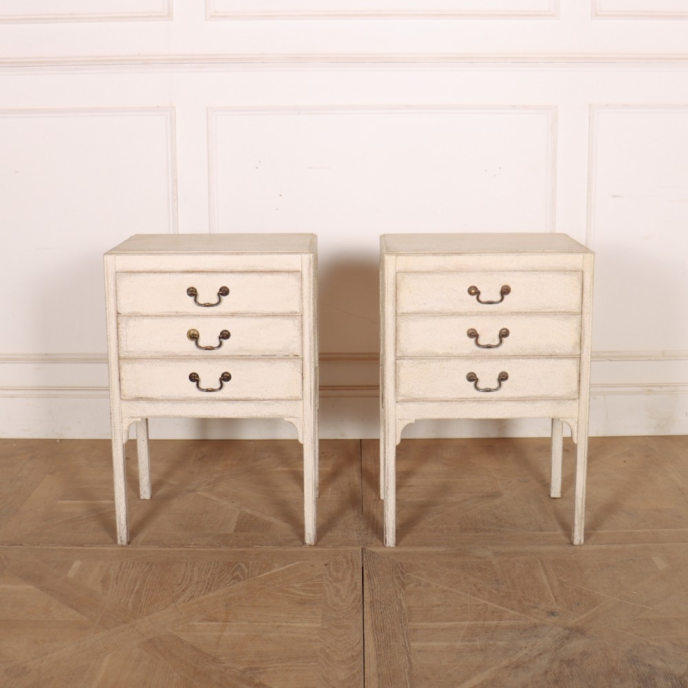 Pair of English Painted Bedside Chests