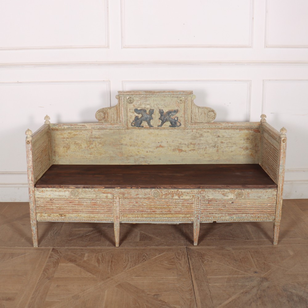 18th Century Original Painted Swedish Bench