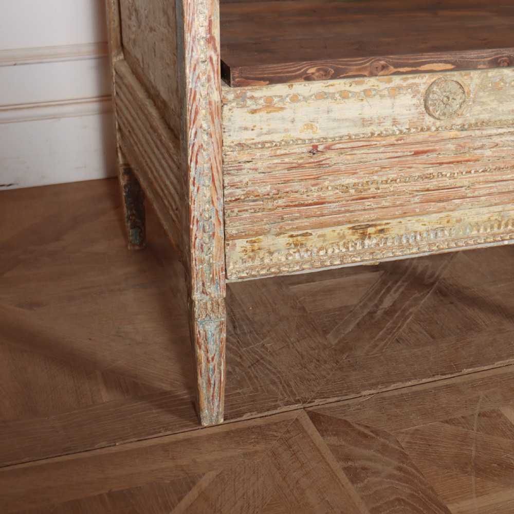 18th Century Original Painted Swedish Bench View II