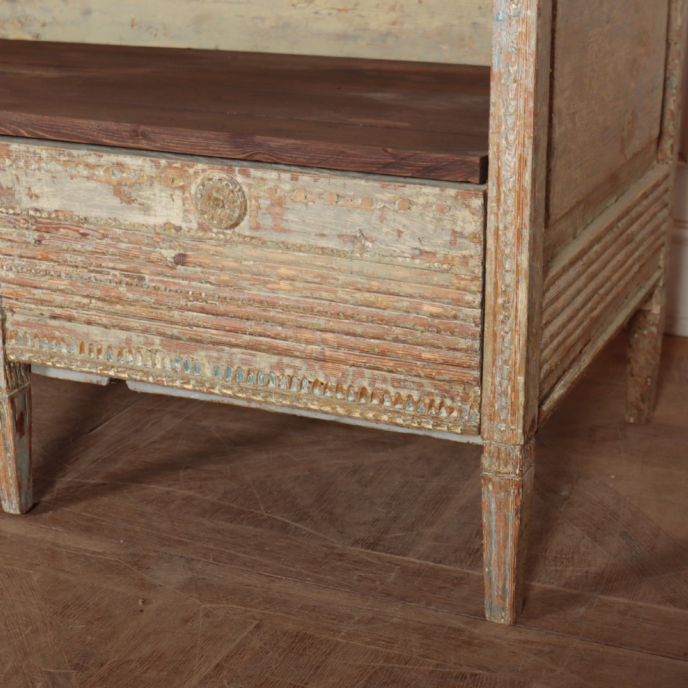 18th Century Original Painted Swedish Bench View III