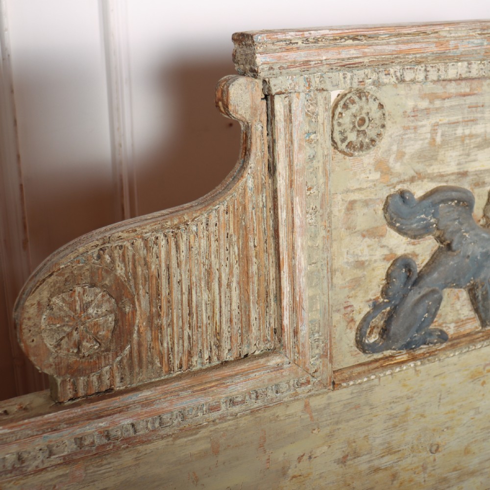 18th Century Original Painted Swedish Bench View VI