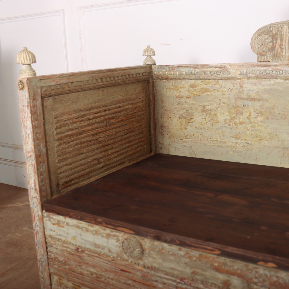 18th Century Original Painted Swedish Bench View VII