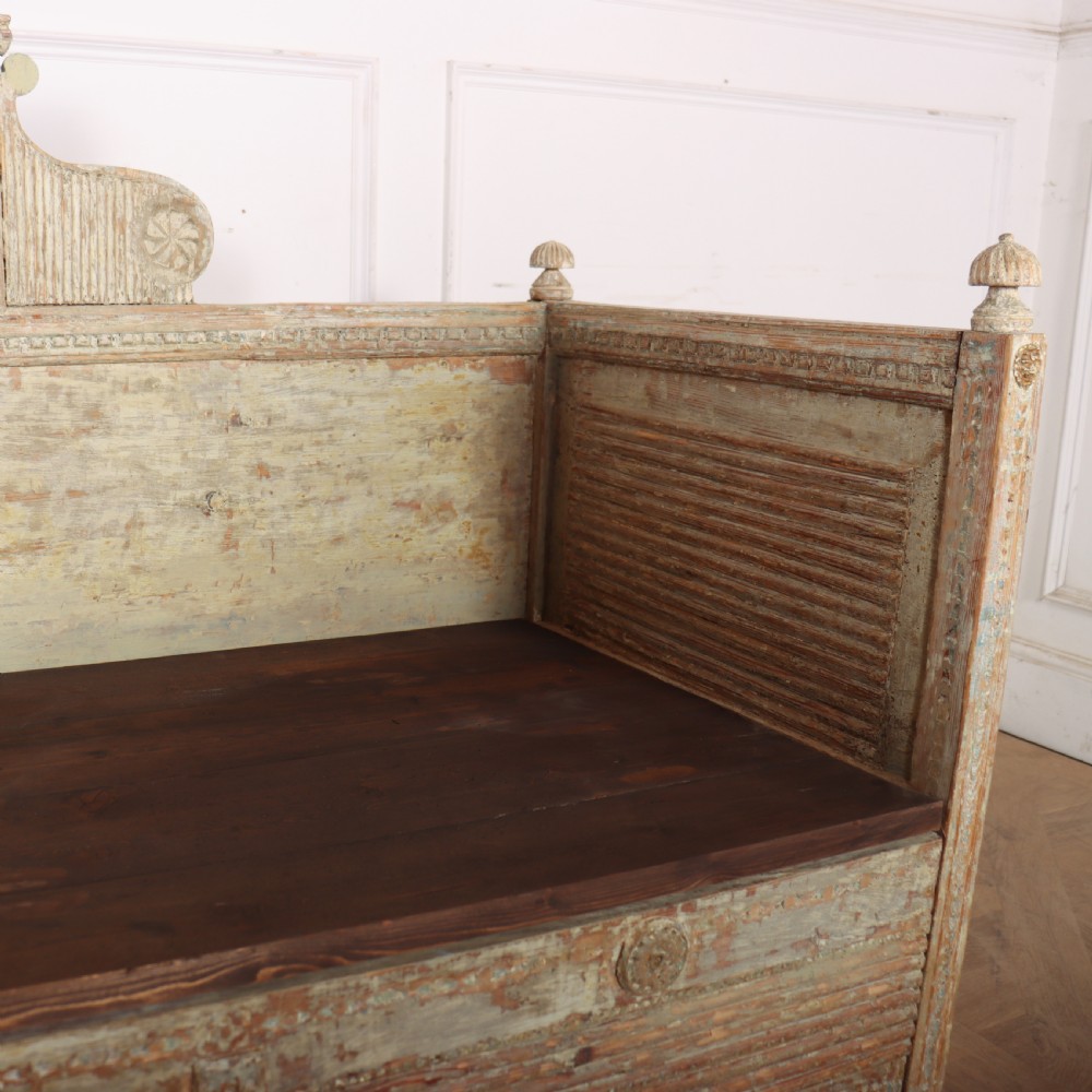 18th Century Original Painted Swedish Bench View IX