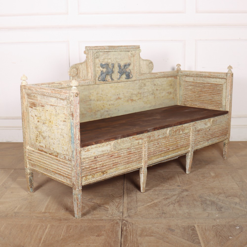18th Century Original Painted Swedish Bench View XII
