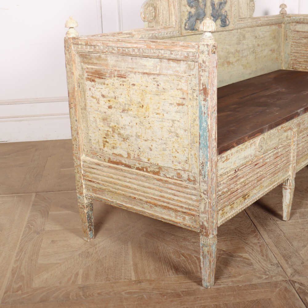 18th Century Original Painted Swedish Bench View XIII
