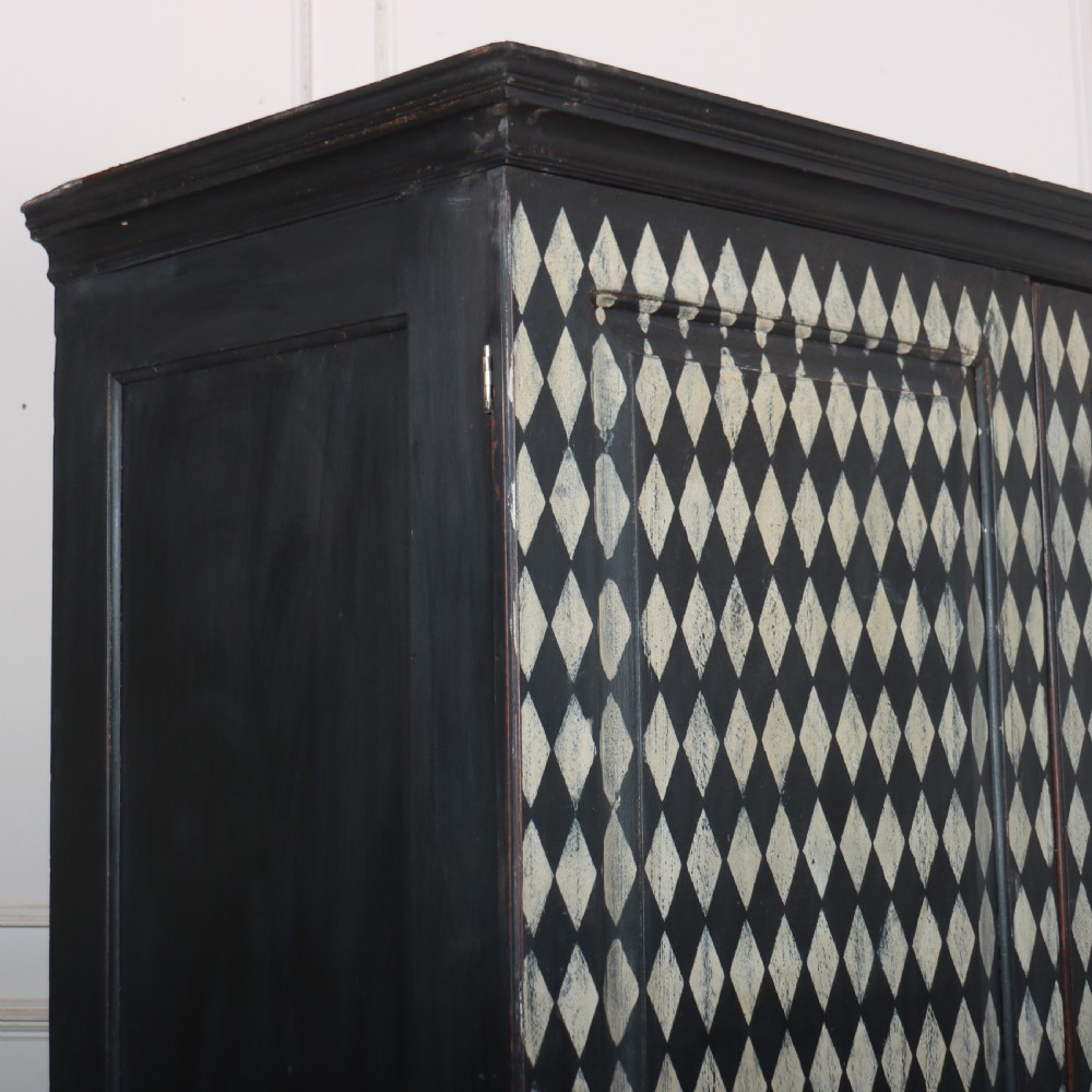 English Painted Harlequin Wardrobe View III