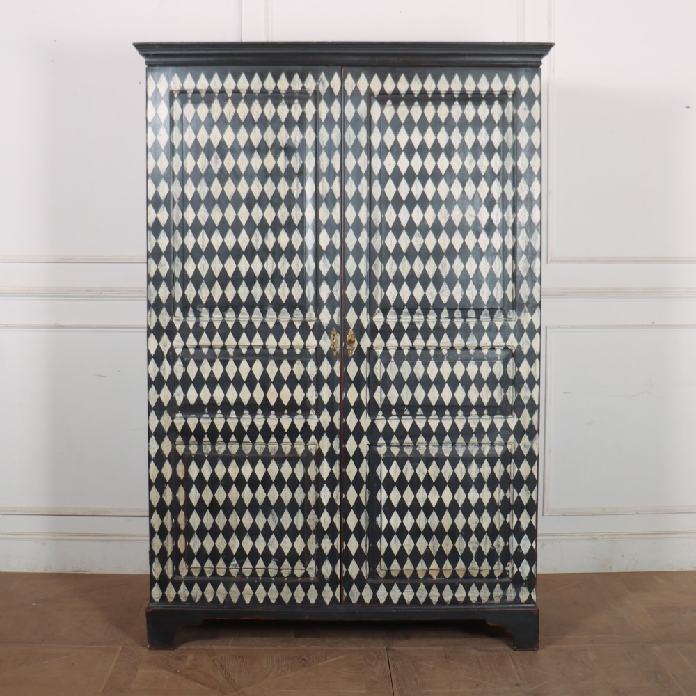 English Painted Harlequin Wardrobe View V